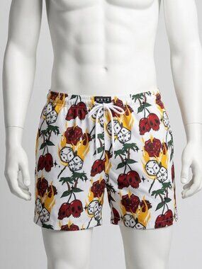 WXYZ Men's Skul,Flame, and Palm Tree Print Swim Trunks Short Size L